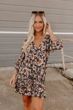 Casually Yours Floral Babydoll Dress In Black