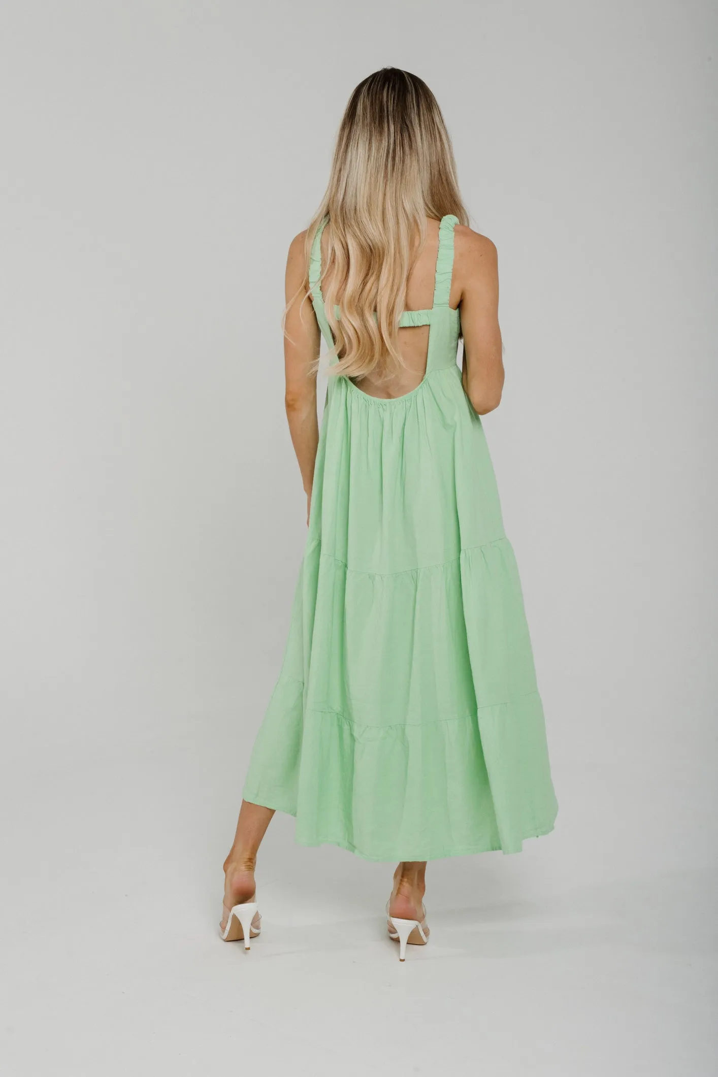 Cathy Linen Mix Midi Dress In Mint