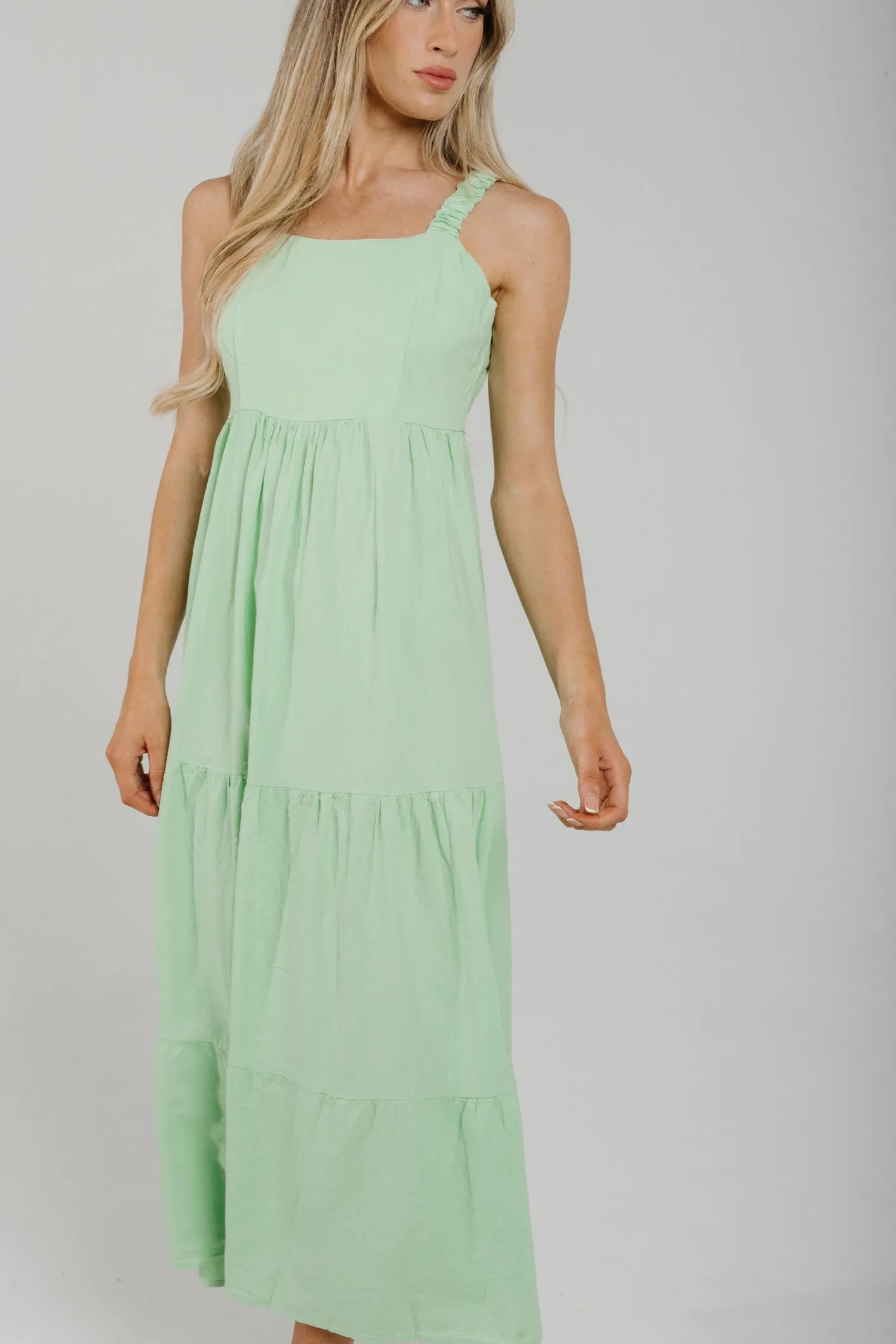 Cathy Linen Mix Midi Dress In Mint