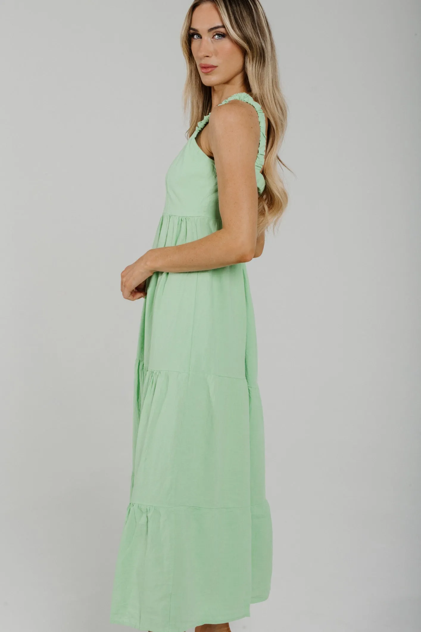 Cathy Linen Mix Midi Dress In Mint