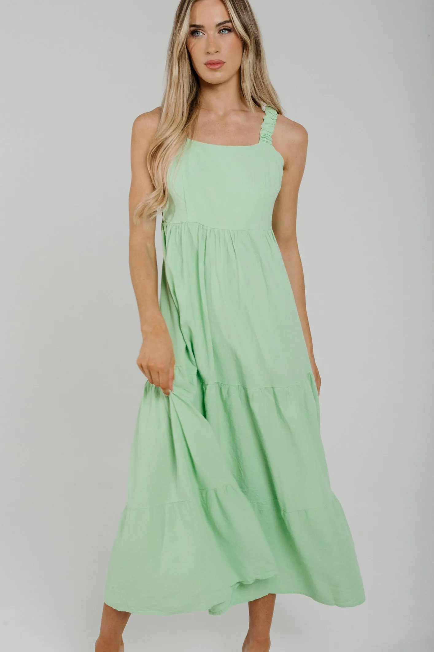 Cathy Linen Mix Midi Dress In Mint