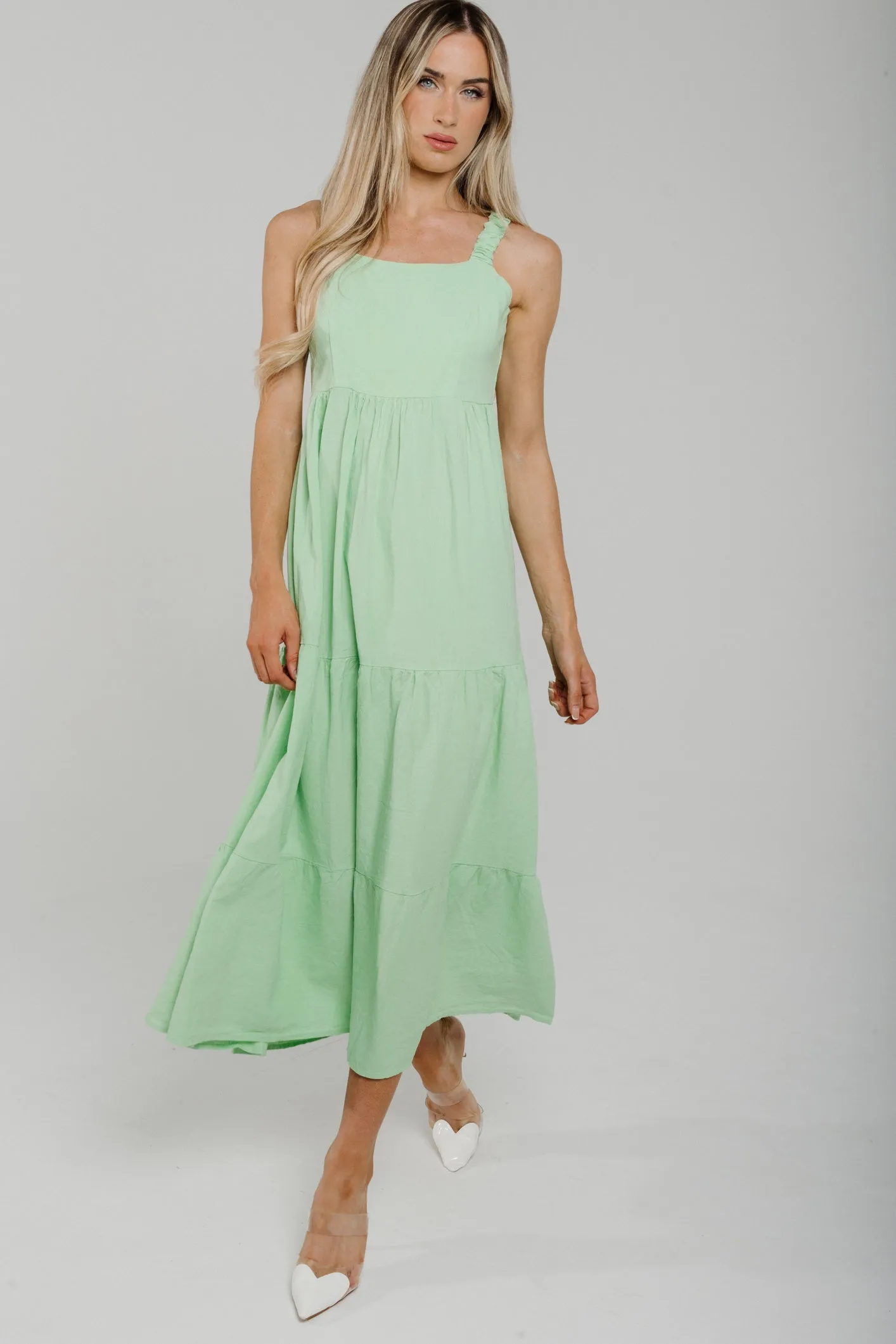 Cathy Linen Mix Midi Dress In Mint