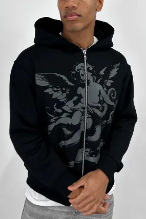 Cherub Double Zip Hoodie - Black