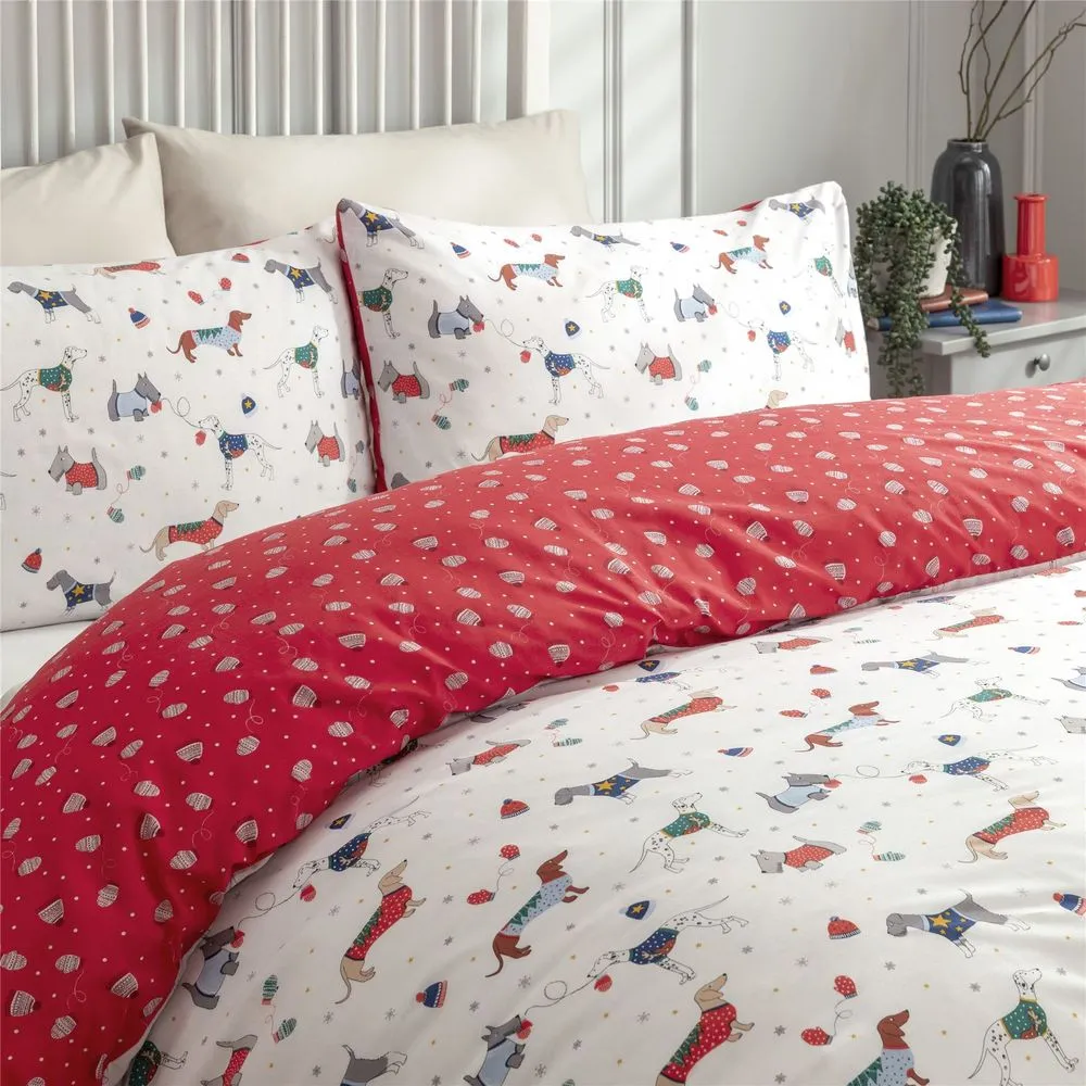 CHRISTMAS JUMPER DOGS MULTI DUVET SET - DOUBLE