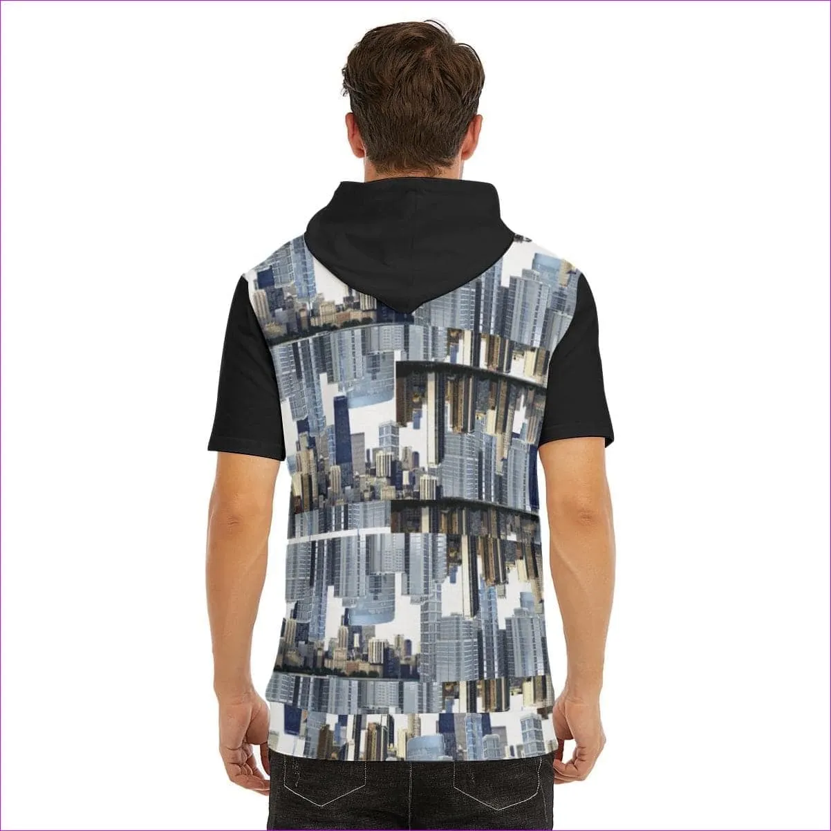 City Block Men's Short Sleeve Hoodie T-Shirt |100% Cotton