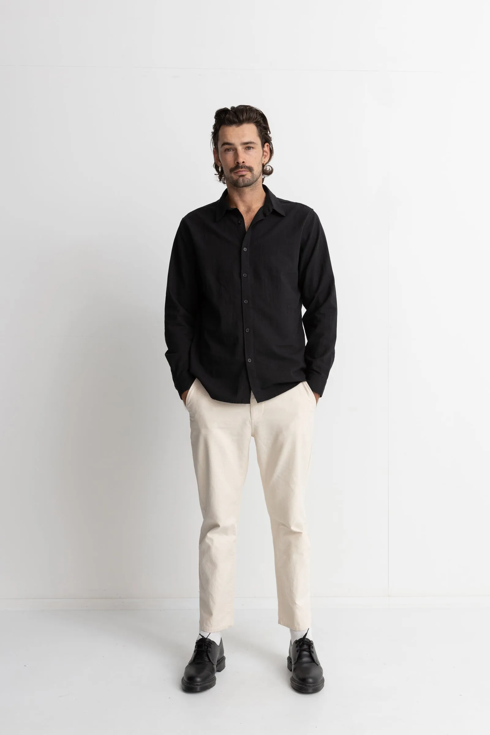 Classic Linen Ls Shirt Vintage Black