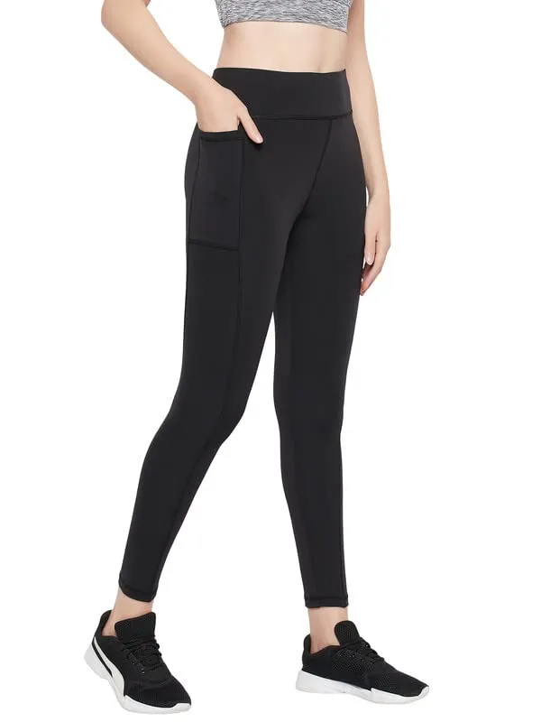 Clovia Women's High Rise Activewear Tights in Black (AB0042D13_Black_M)