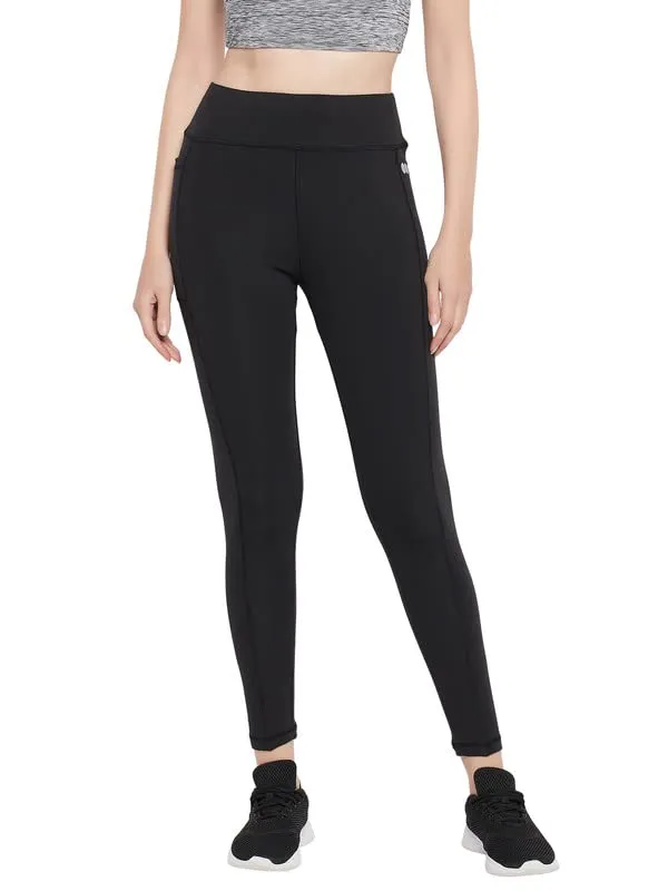 Clovia Women's High Rise Activewear Tights in Black (AB0042D13_Black_M)