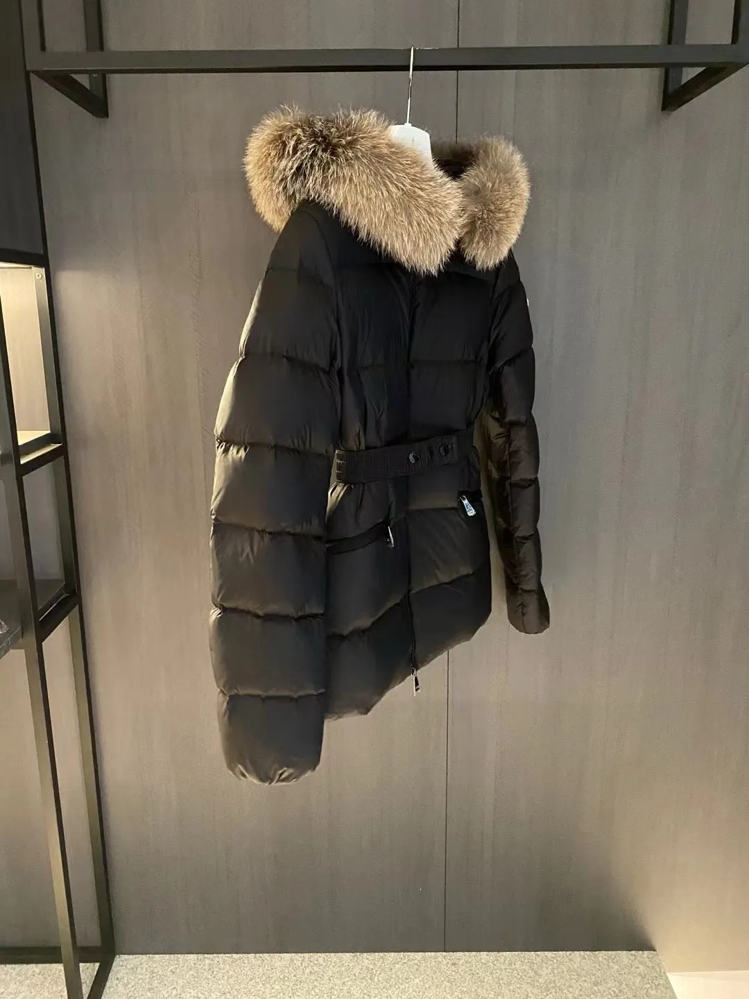 CLTH417 Moncler Boed Black Hooded Shearling Short Down Jacket / Size1/2/3/4