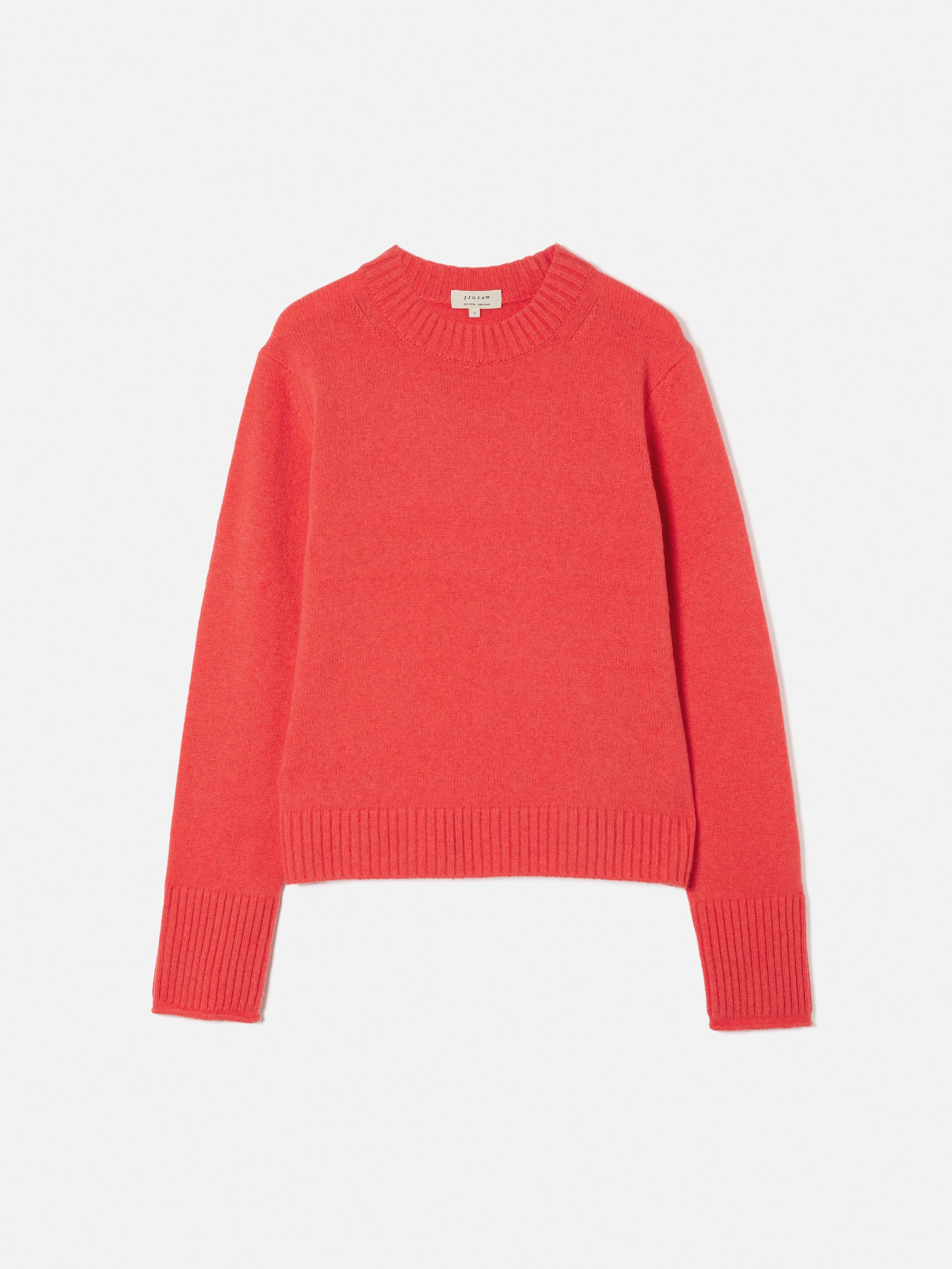 Compact Wool Cashmere Blend Jumper | Coral