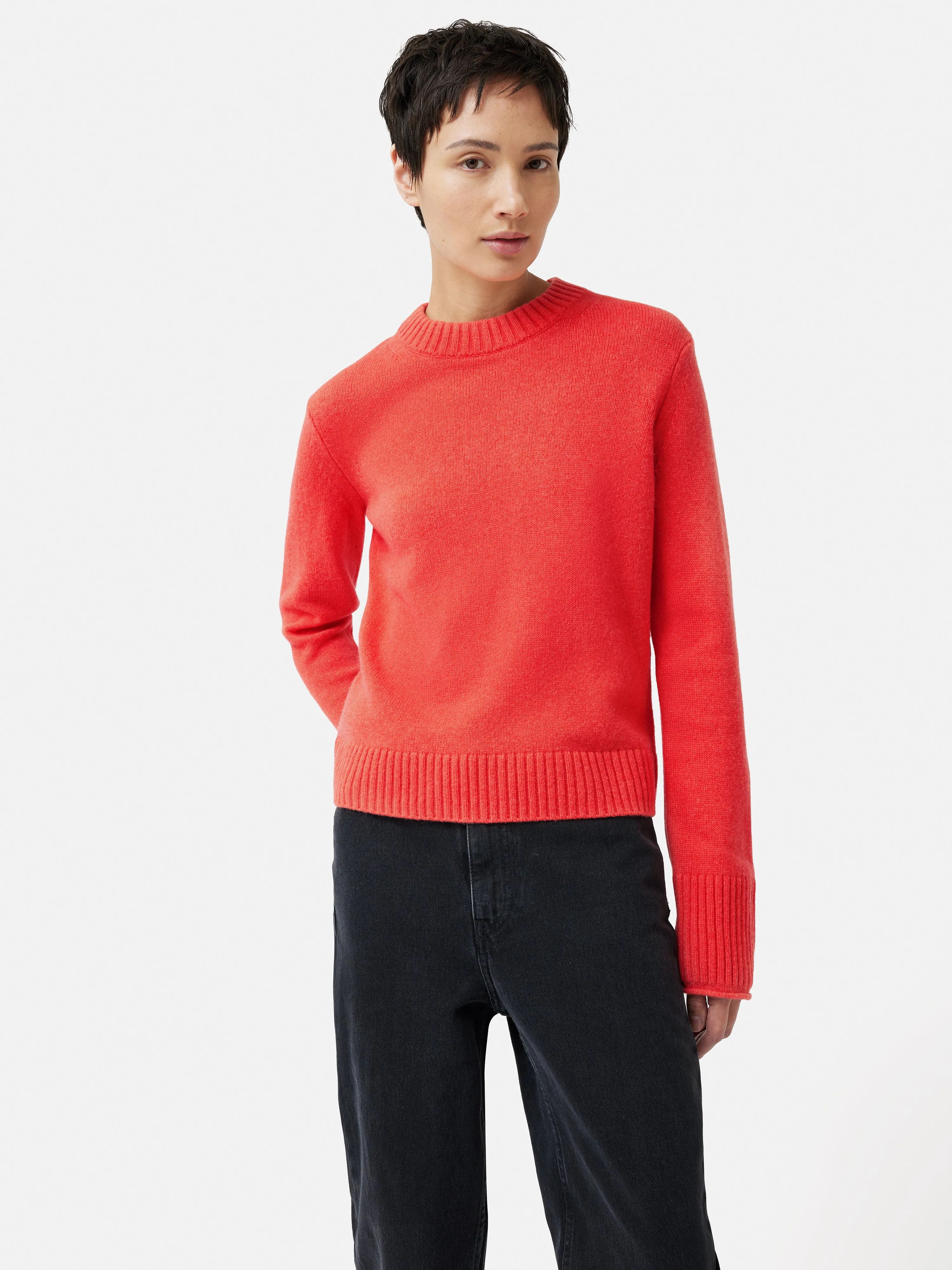 Compact Wool Cashmere Blend Jumper | Coral