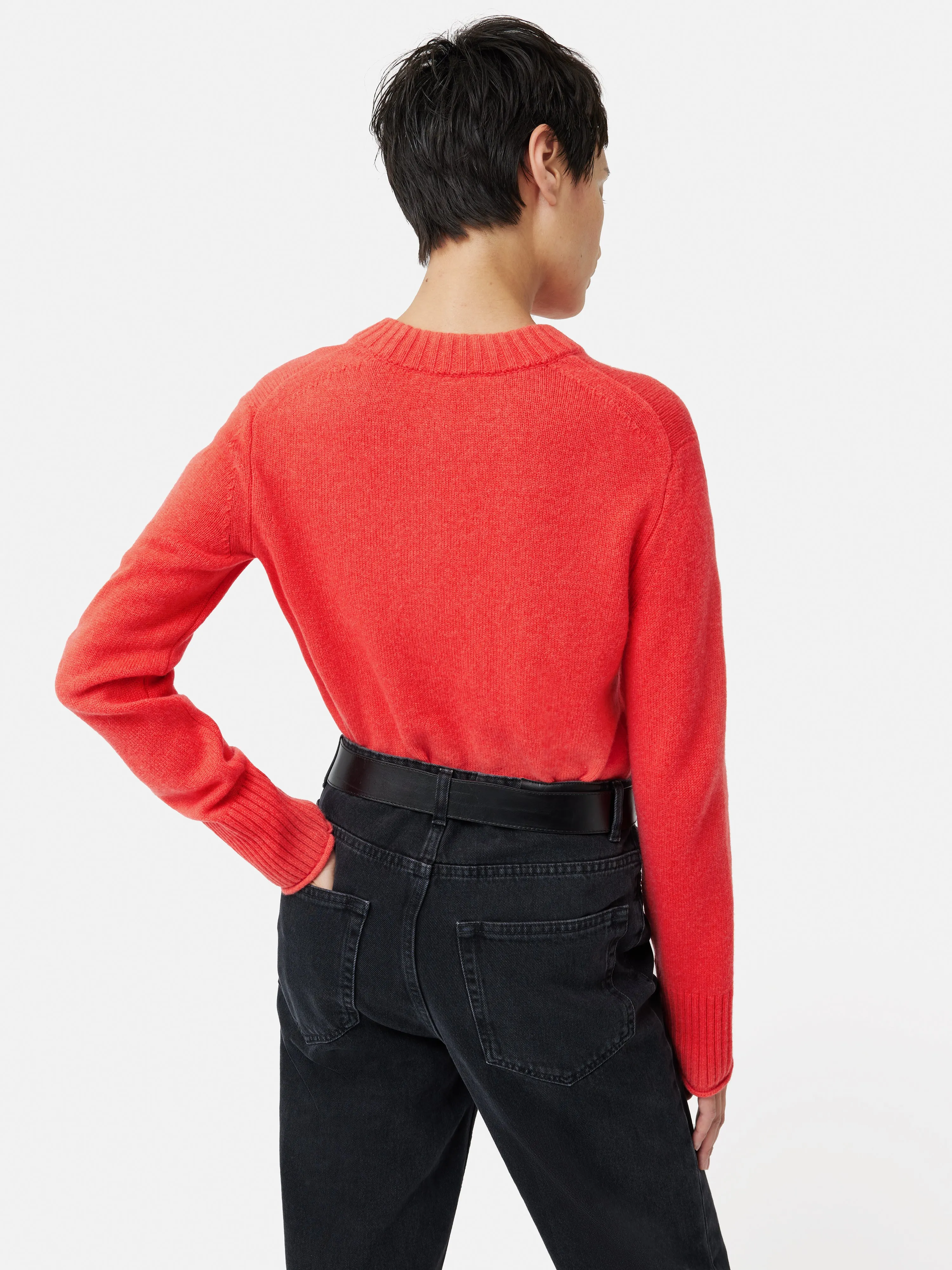 Compact Wool Cashmere Blend Jumper | Coral