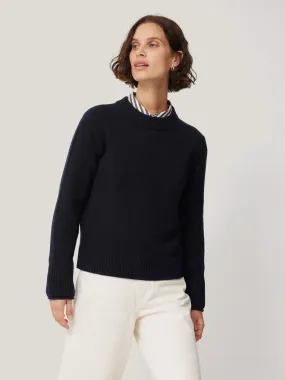 Compact Wool Cashmere Blend Jumper | Navy