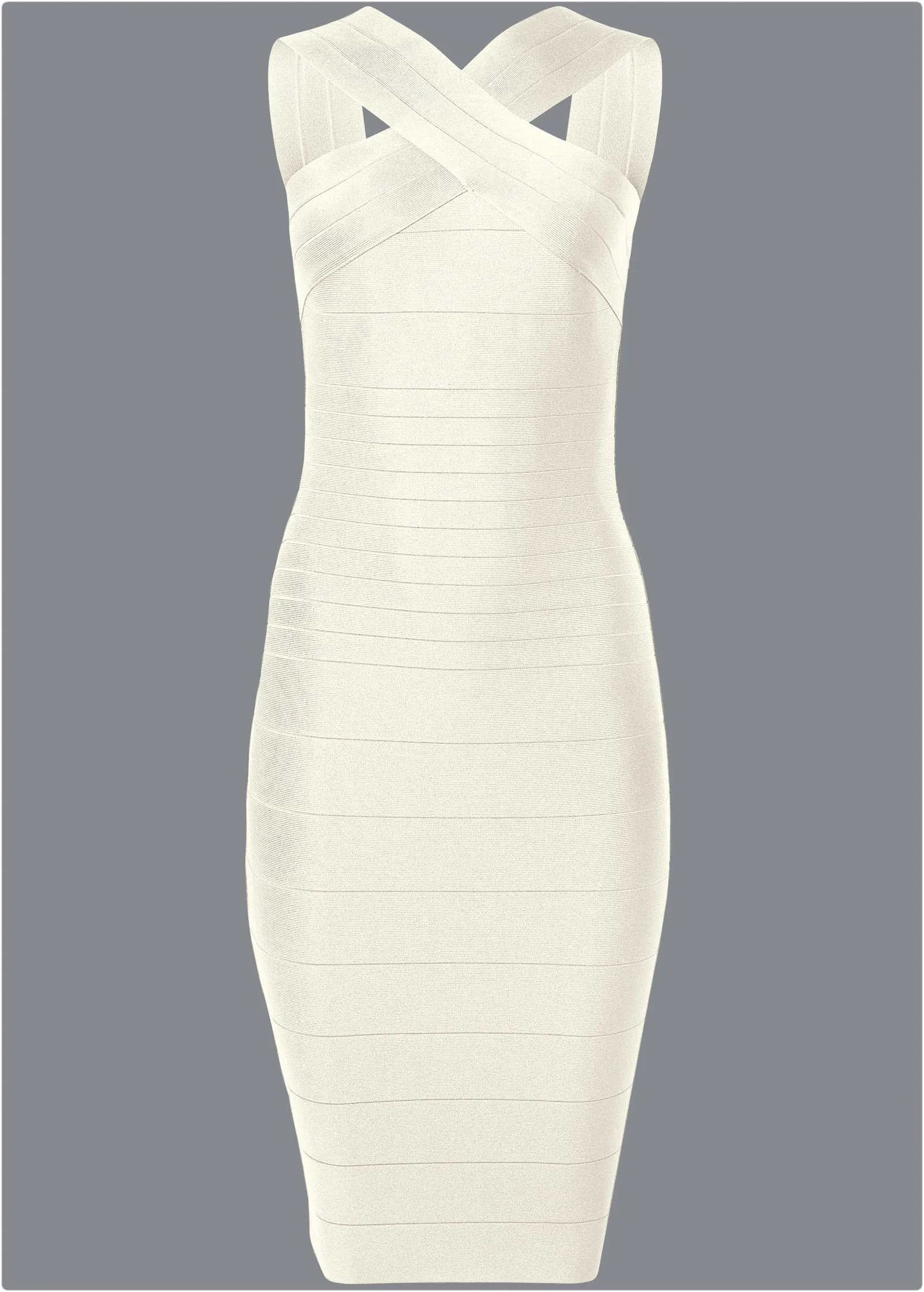 Cross-Neck Bandage Dress - White