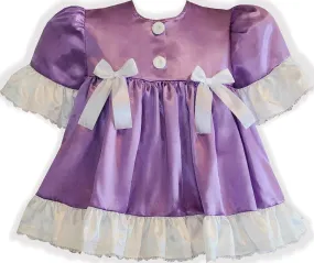 Custom Fit Purple Satin Buttons Bows Adult Sissy Babydoll Nightgown by Leanne's