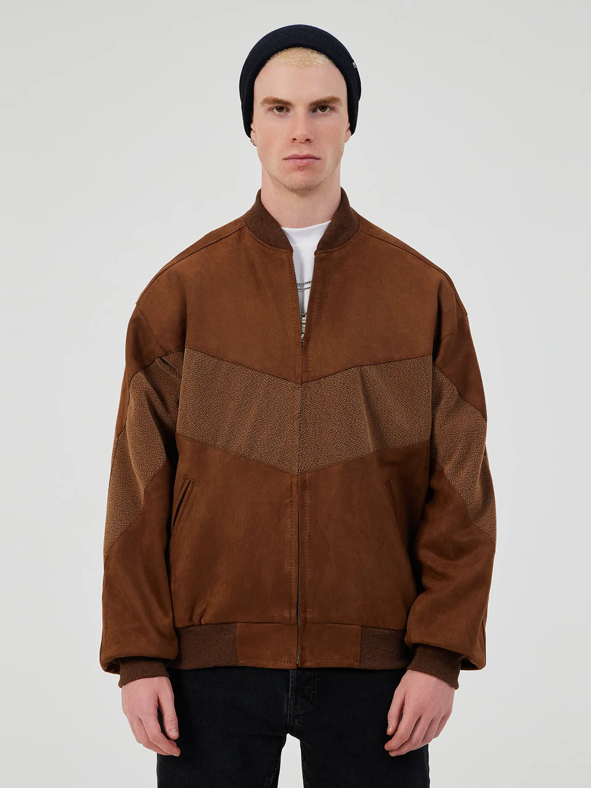 DARK BROWN UNISEX BOMBER JACKET L