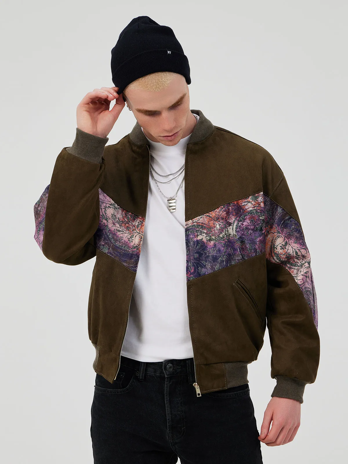 DARK BROWN UNISEX BOMBER JACKET M