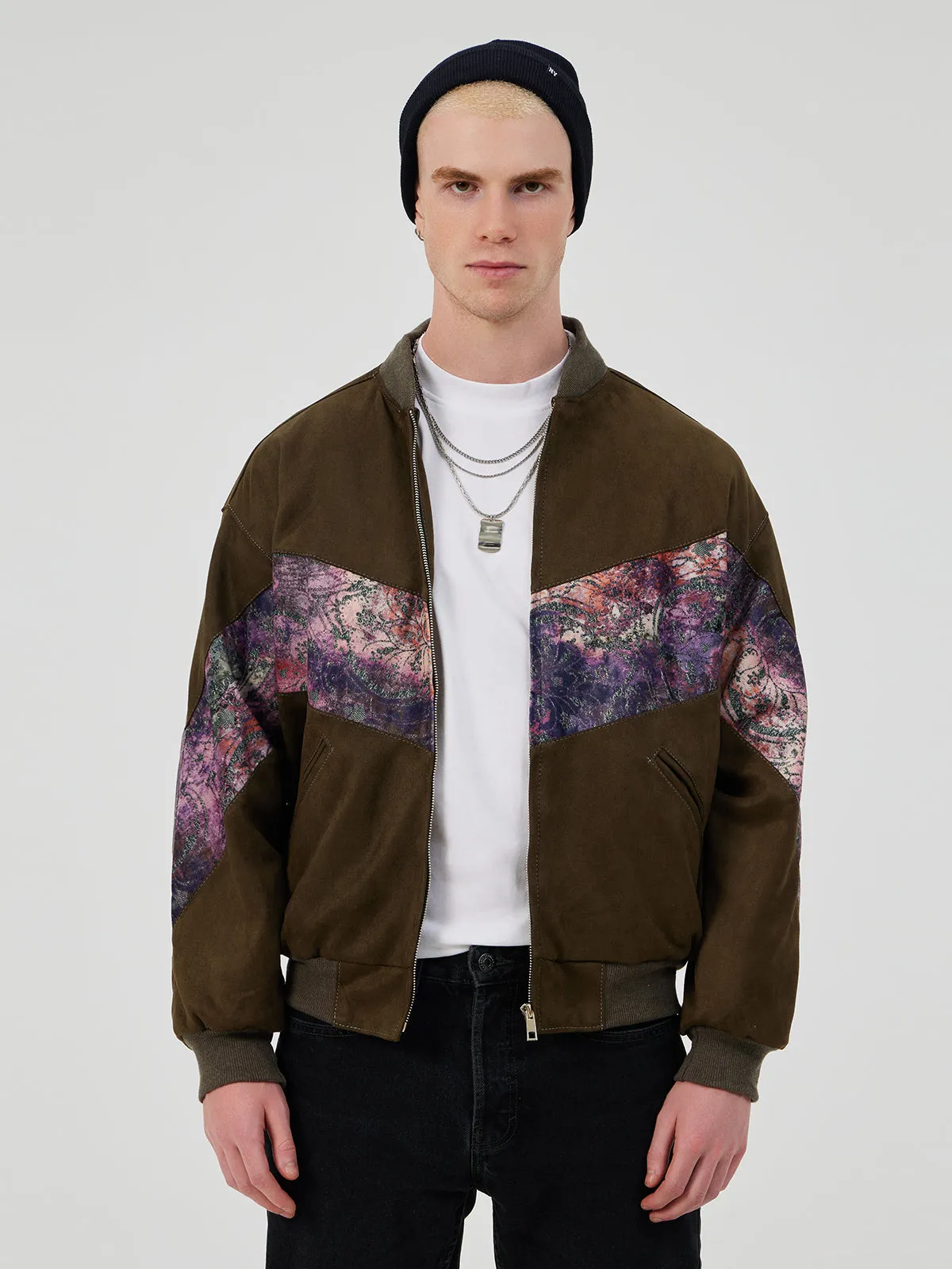 DARK BROWN UNISEX BOMBER JACKET M