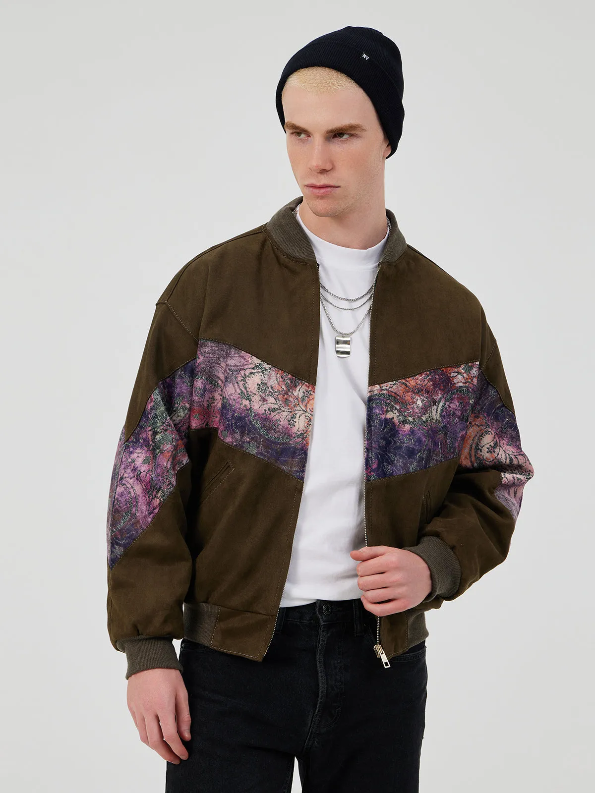 DARK BROWN UNISEX BOMBER JACKET M