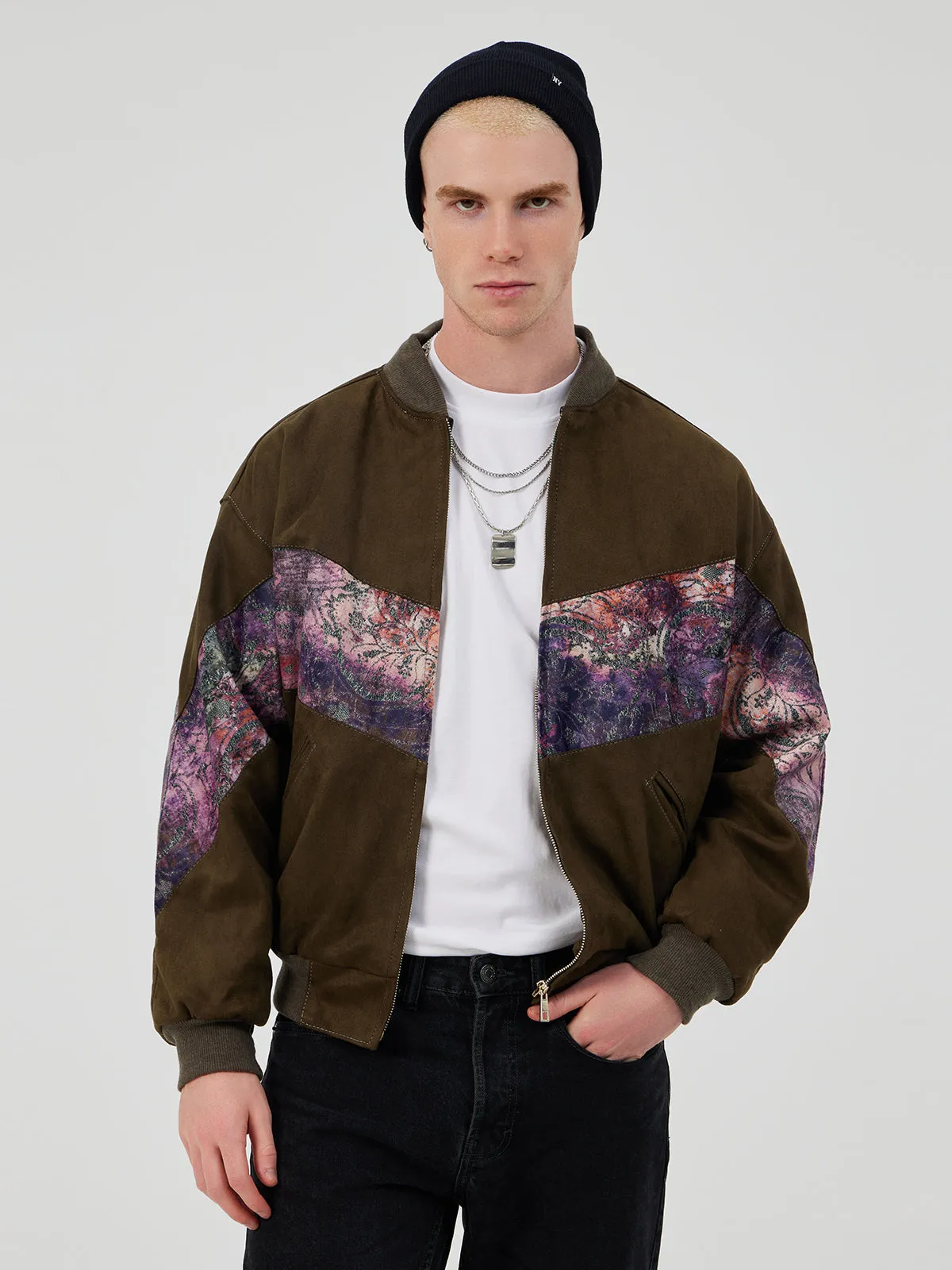 DARK BROWN UNISEX BOMBER JACKET M