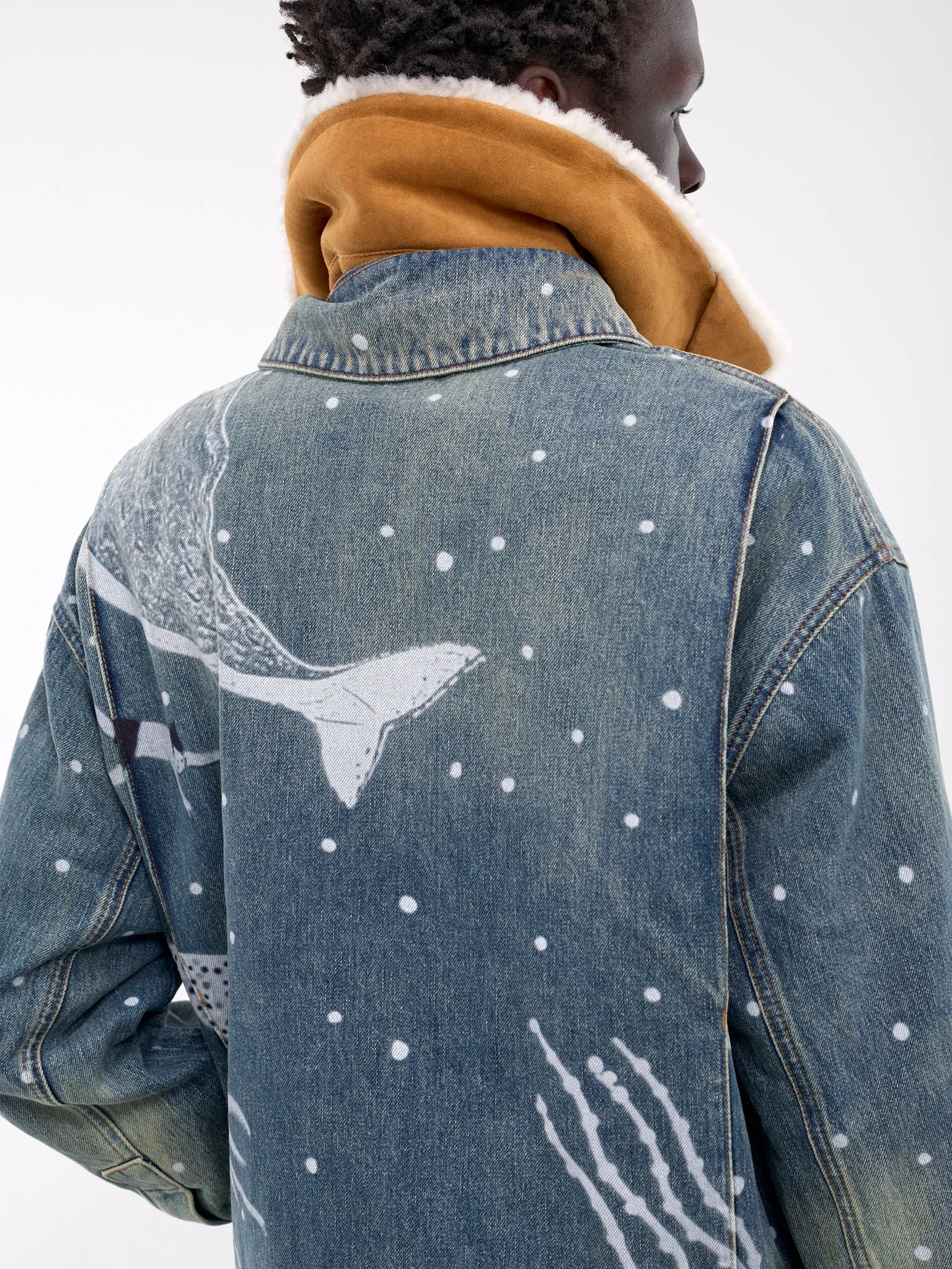 Deep Sea Printed Denim Jacket (H526Y50X22-MID-BLUE)