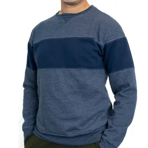 Denim Blue Chest Stripe Crewneck Sweatshirt