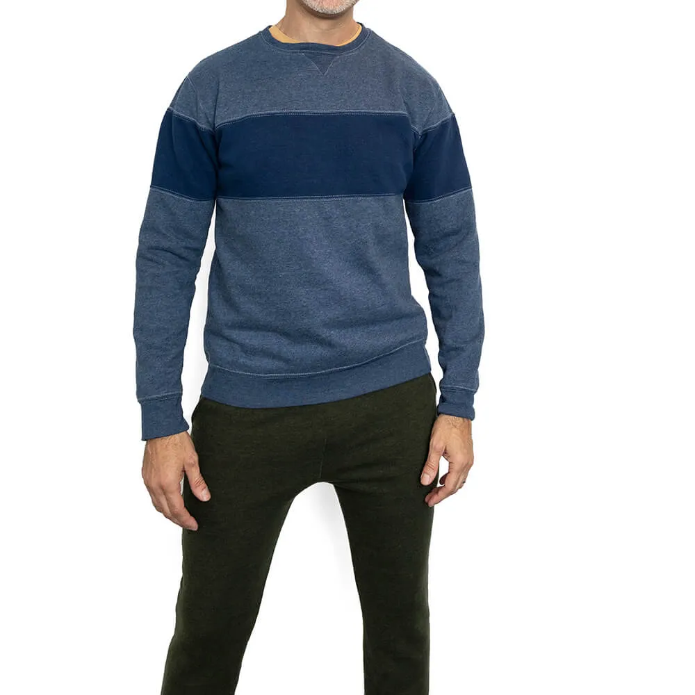 Denim Blue Chest Stripe Crewneck Sweatshirt