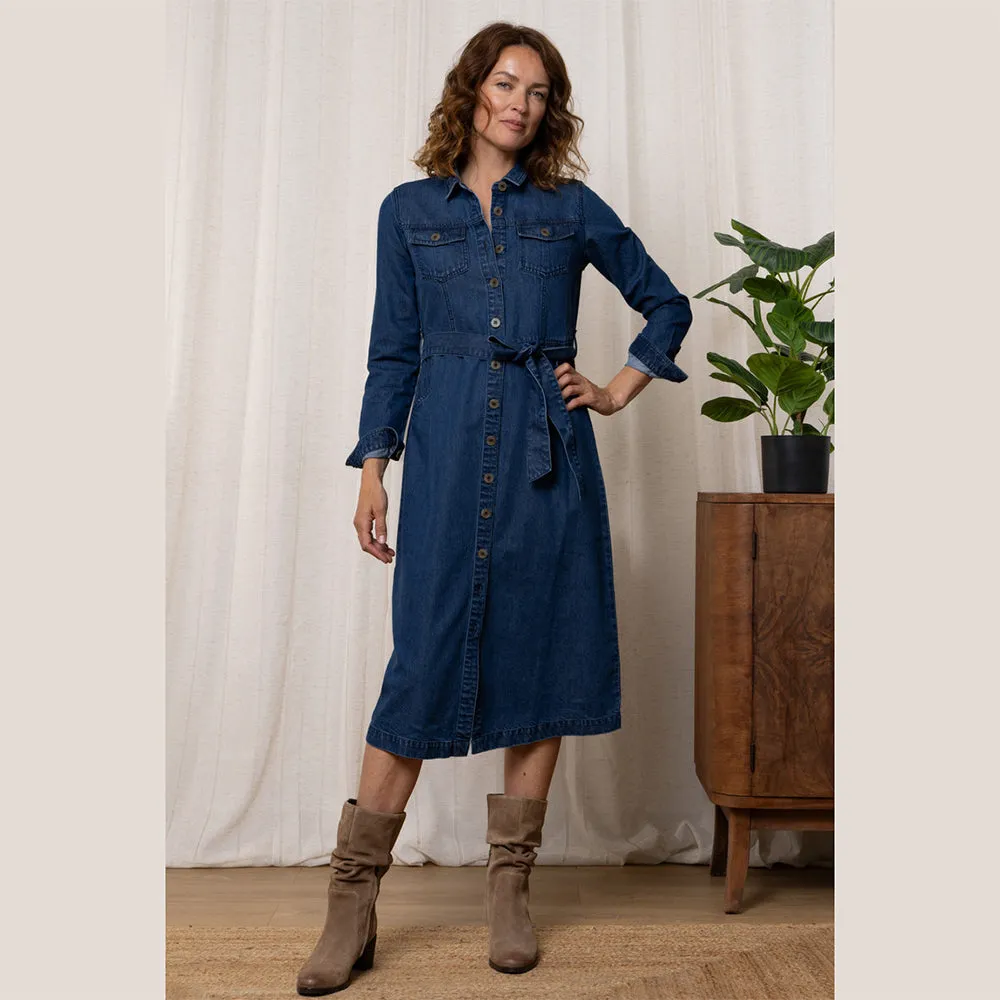 Denim Midi Shirt Dress