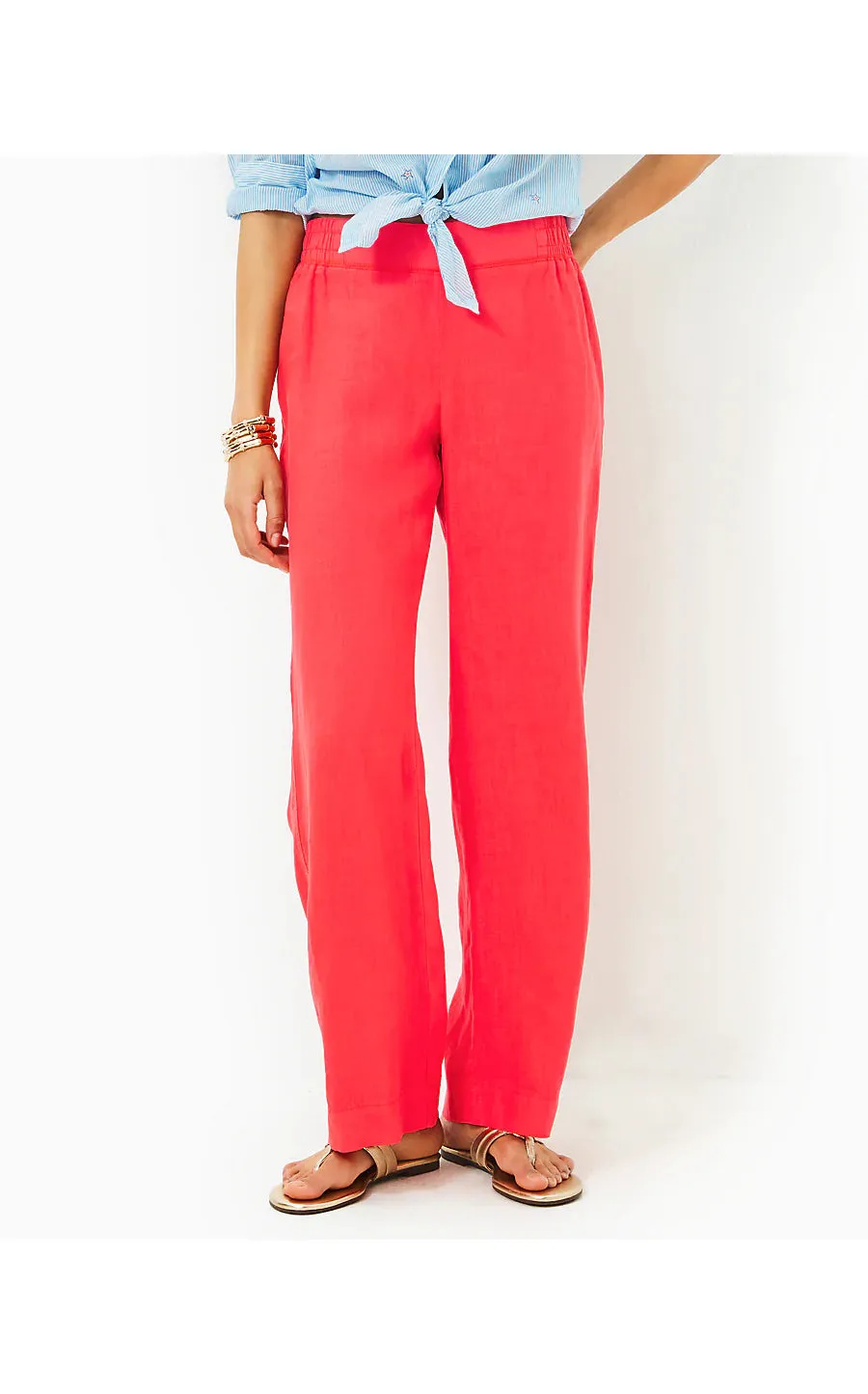 Deri Linen Palazzo Pant - Mizner Red