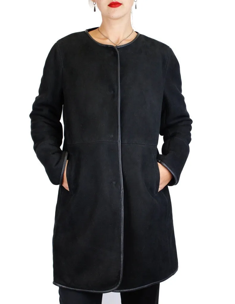 DI BELLO - BLACK MERINO SHEARLING COAT, JACKET