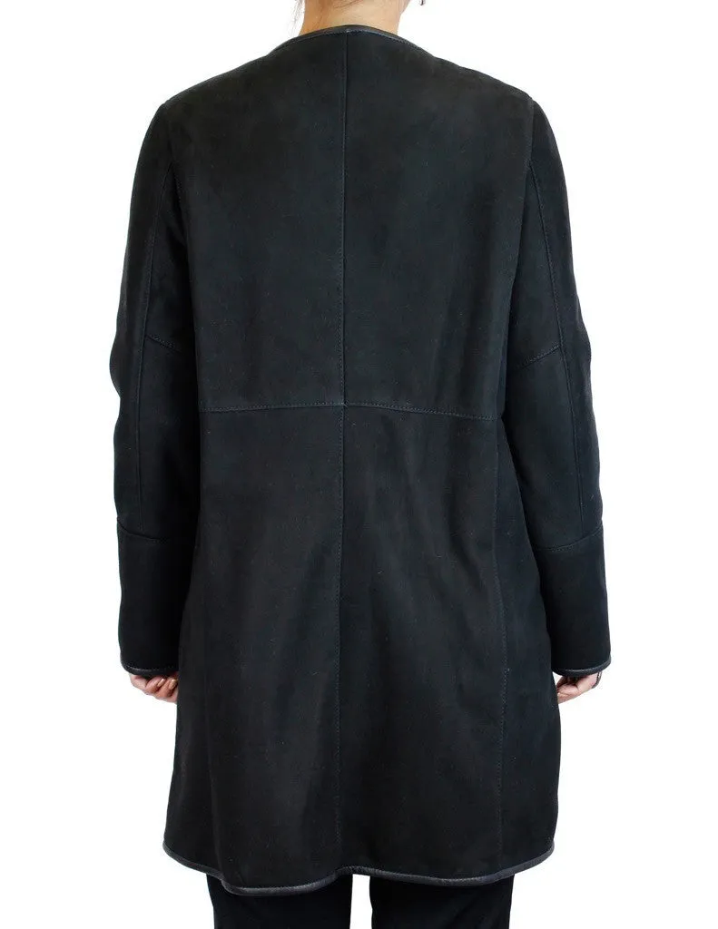 DI BELLO - BLACK MERINO SHEARLING COAT, JACKET