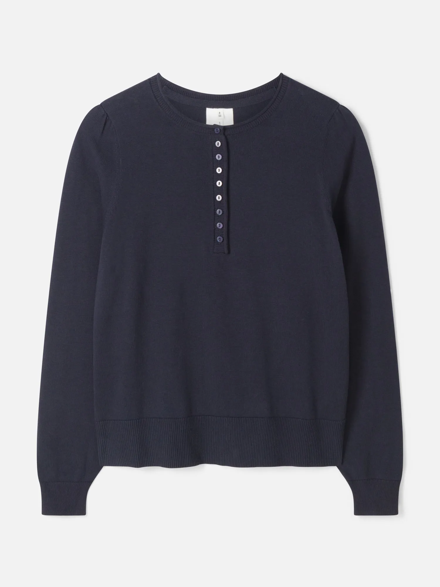 Dua Organic Cotton Henley Jumper - Navy