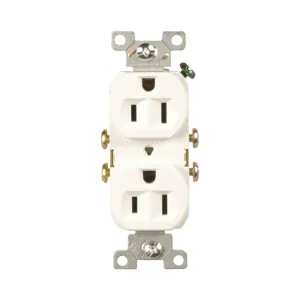 Eaton Cooper Wiring CR15W Duplex Receptacle, 2 -Pole, 15 A, 125 V, Side Wiring, NEMA: 5-15R, White