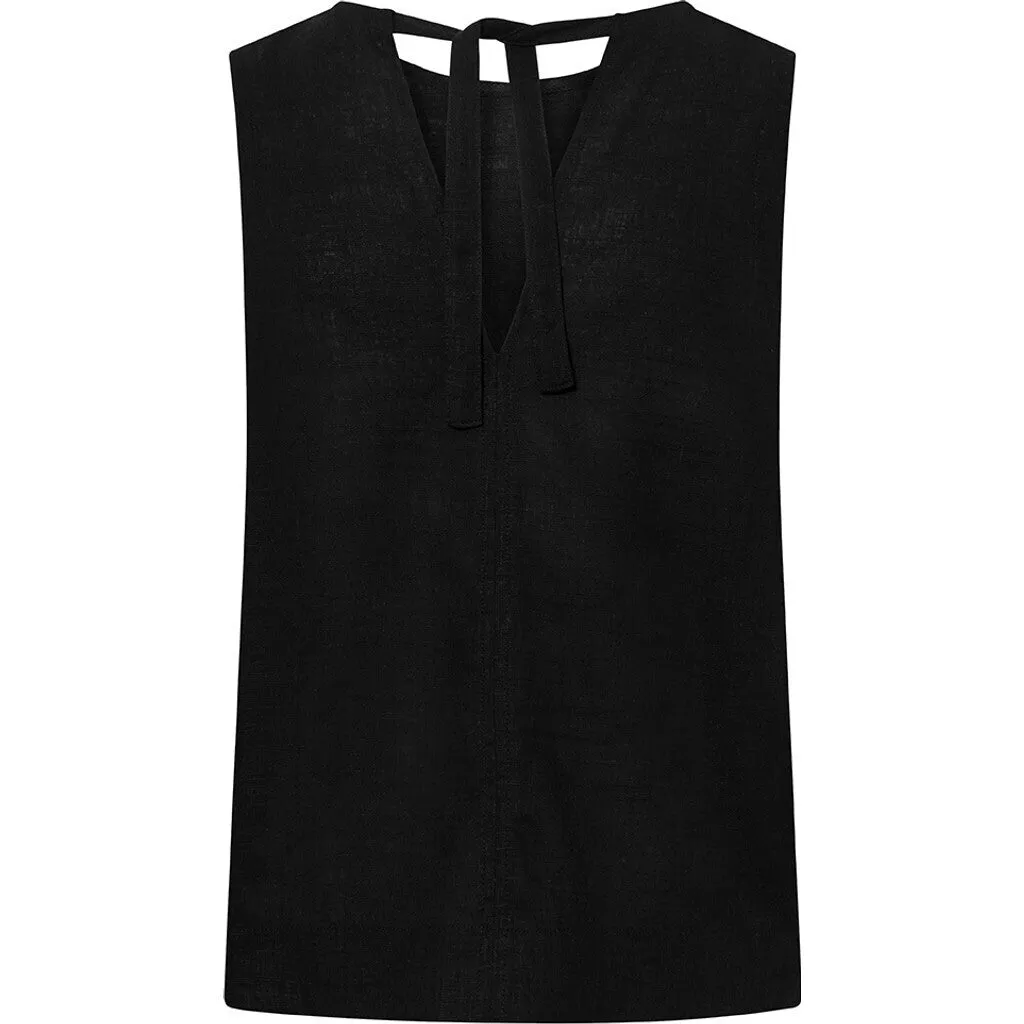 Elegant Tara top in delicious linen quality / 100028 - Black (Nero)