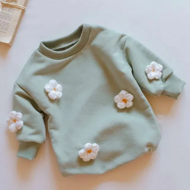 Embroidery Flower Sweatshirt Romper