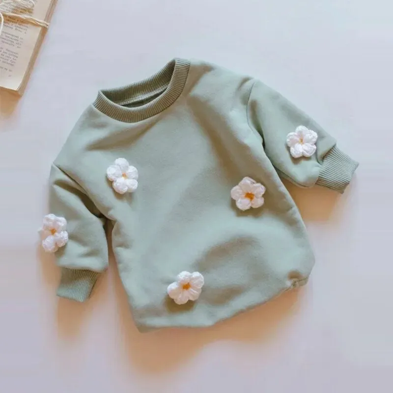 Embroidery Flower Sweatshirt Romper