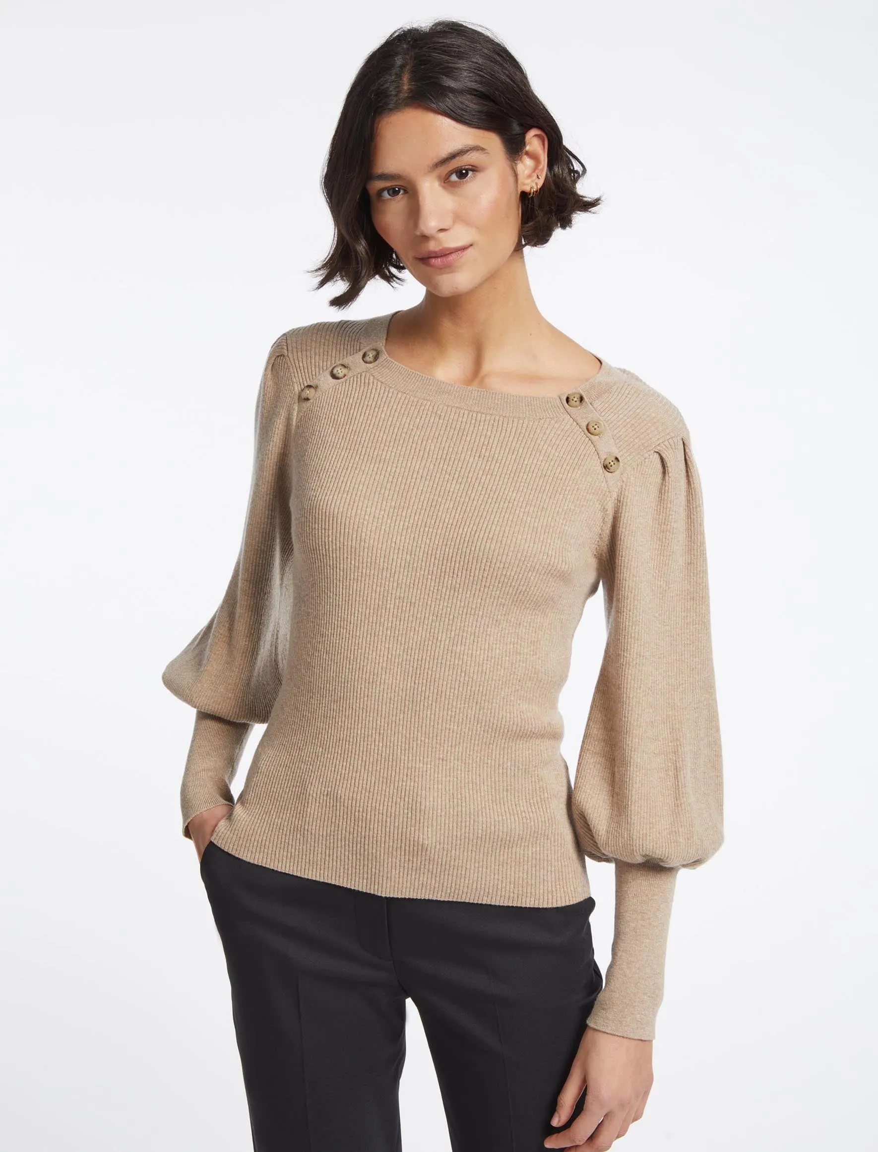 Eva Wool Round Neck Jumper - Beige