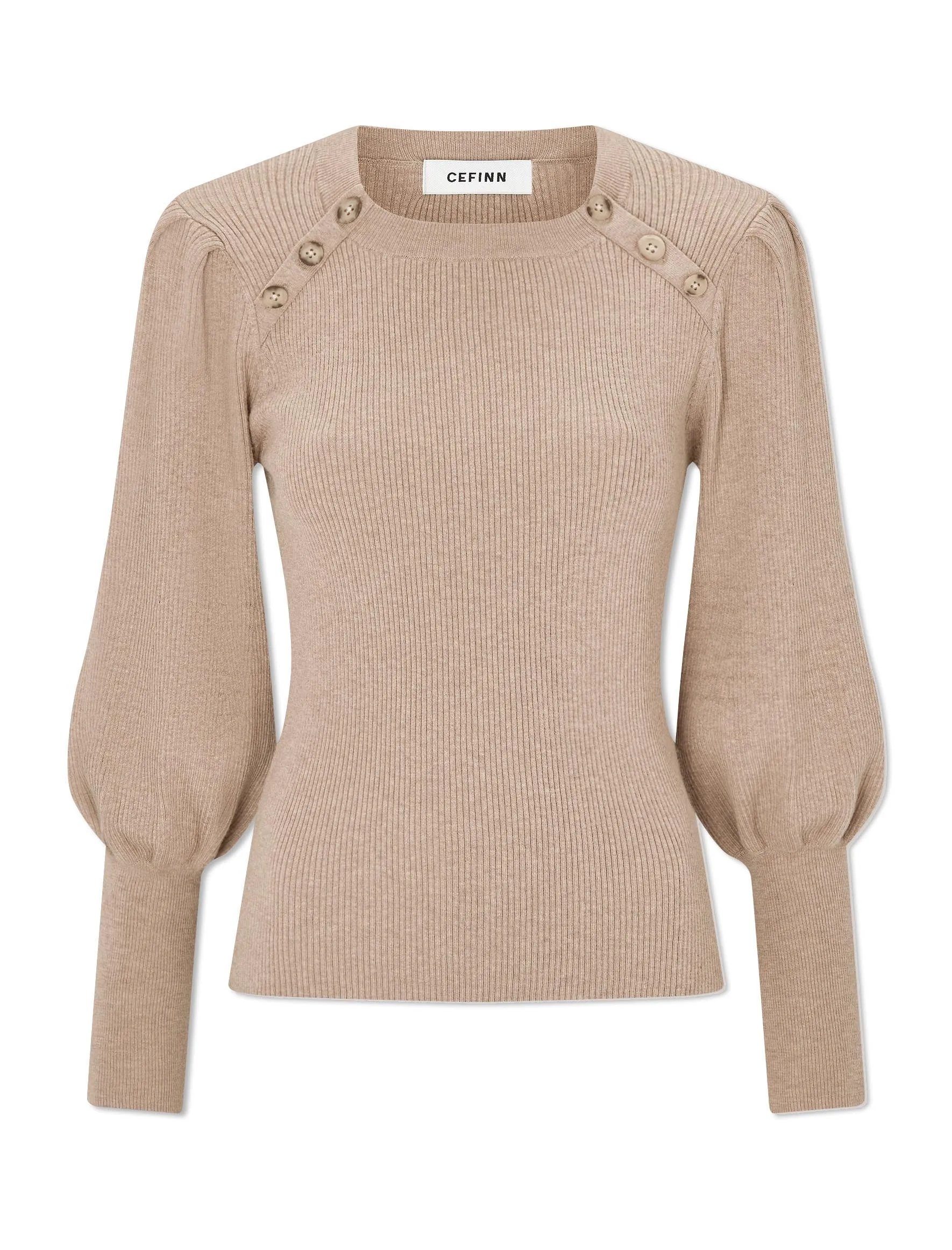 Eva Wool Round Neck Jumper - Beige