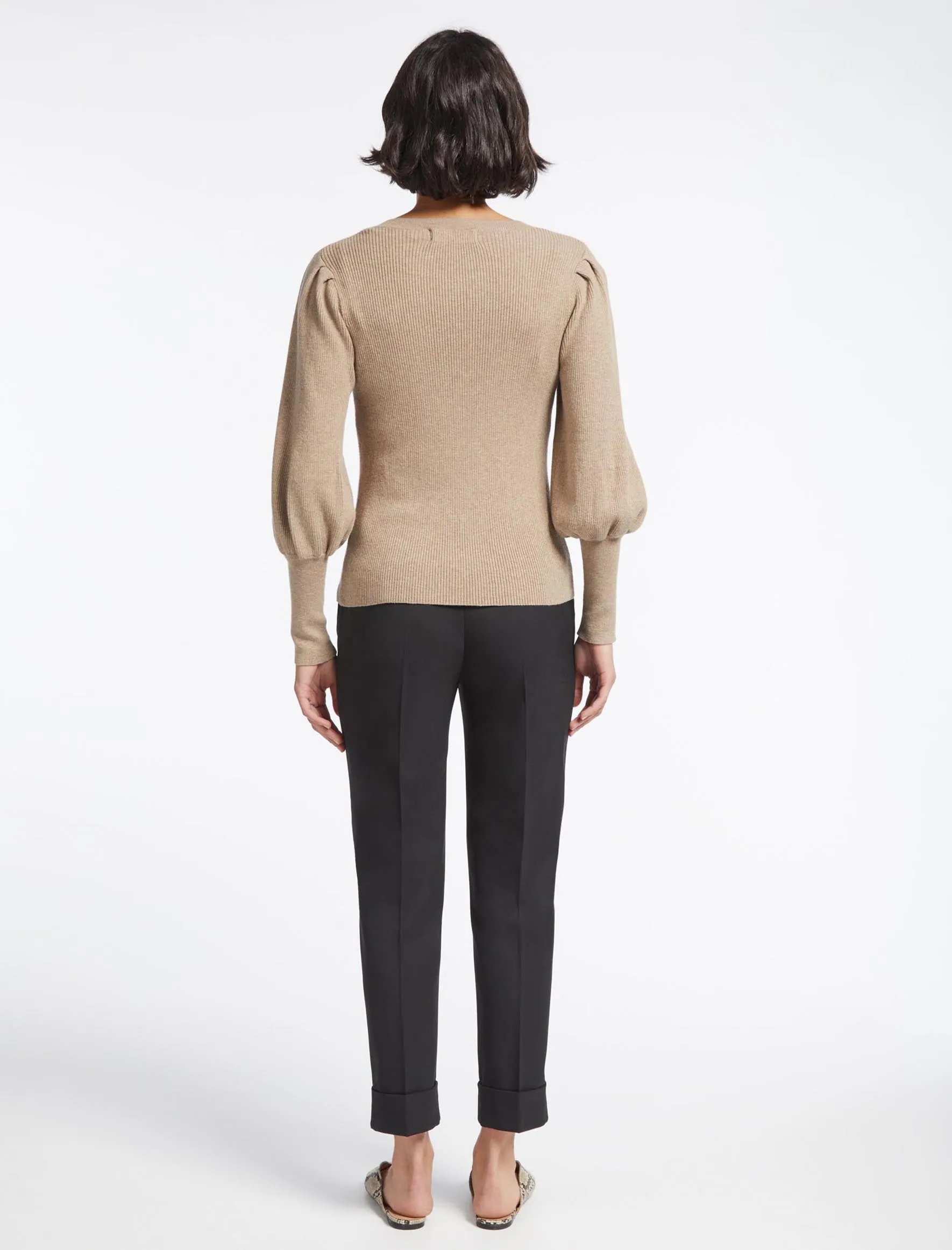 Eva Wool Round Neck Jumper - Beige