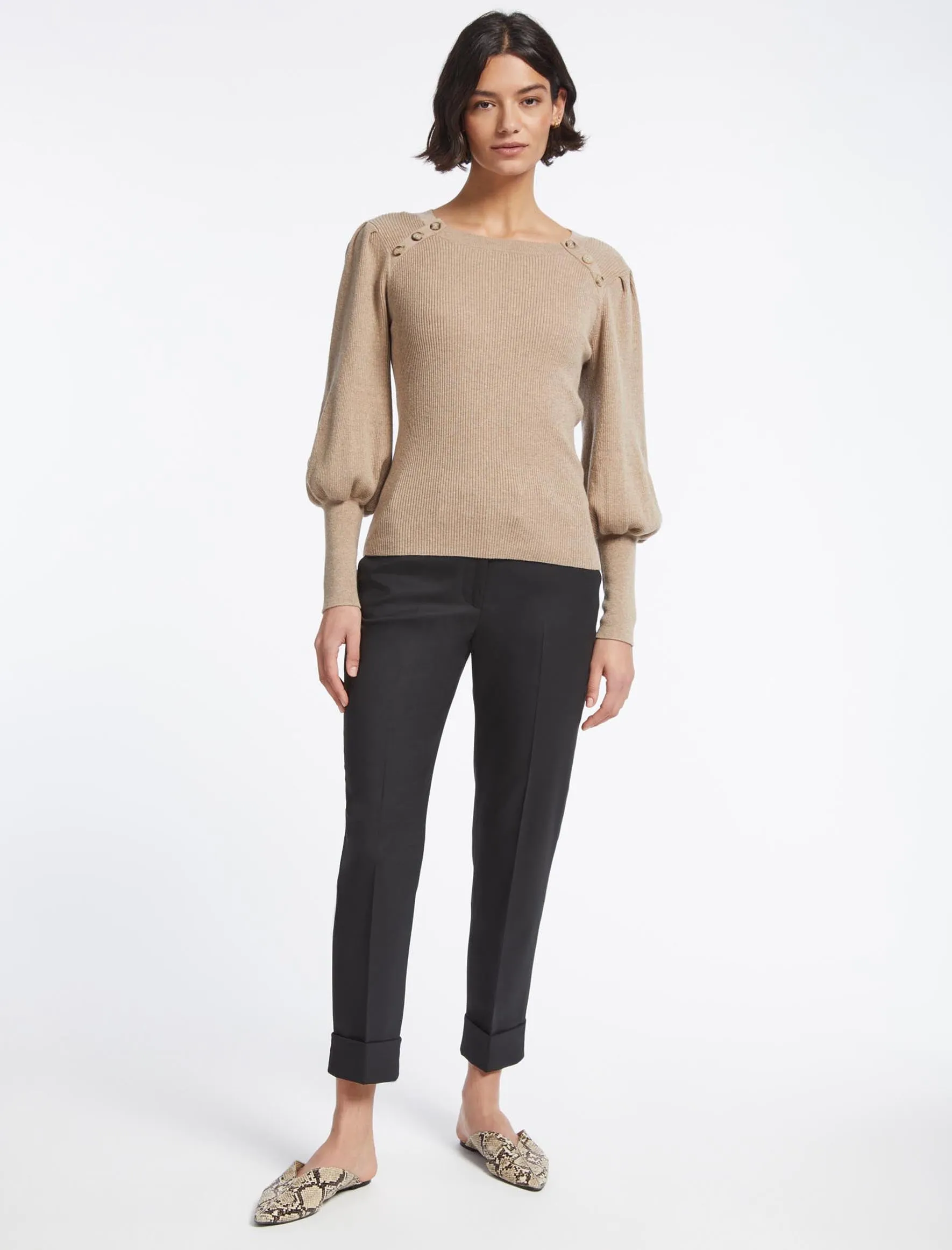 Eva Wool Round Neck Jumper - Beige