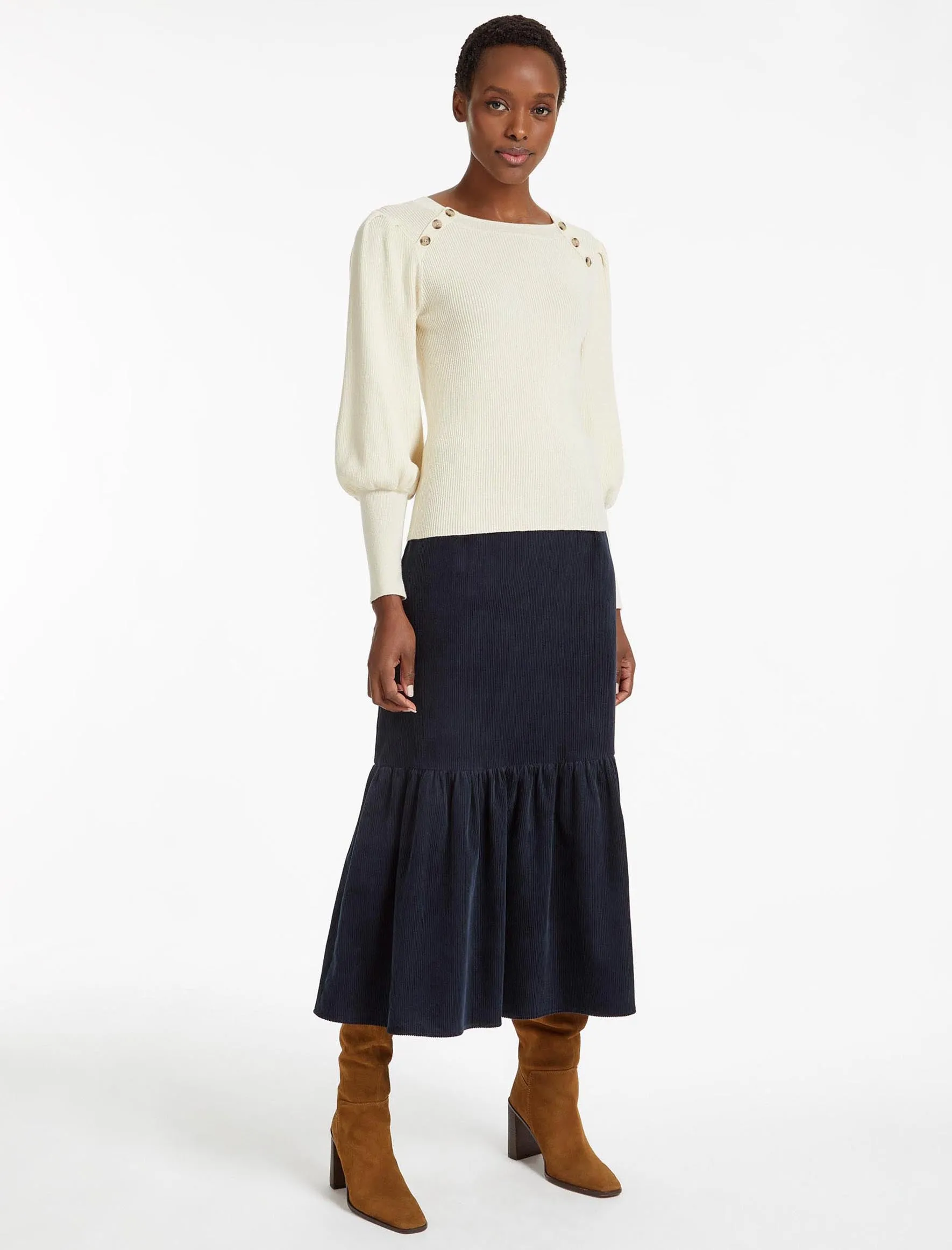 Eva Wool Round Neck Jumper - Cream