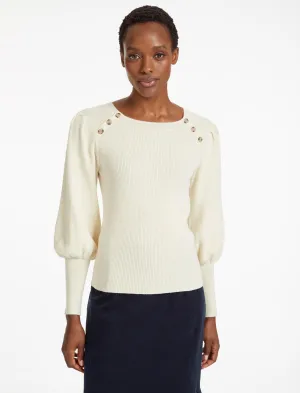 Eva Wool Round Neck Jumper - Cream