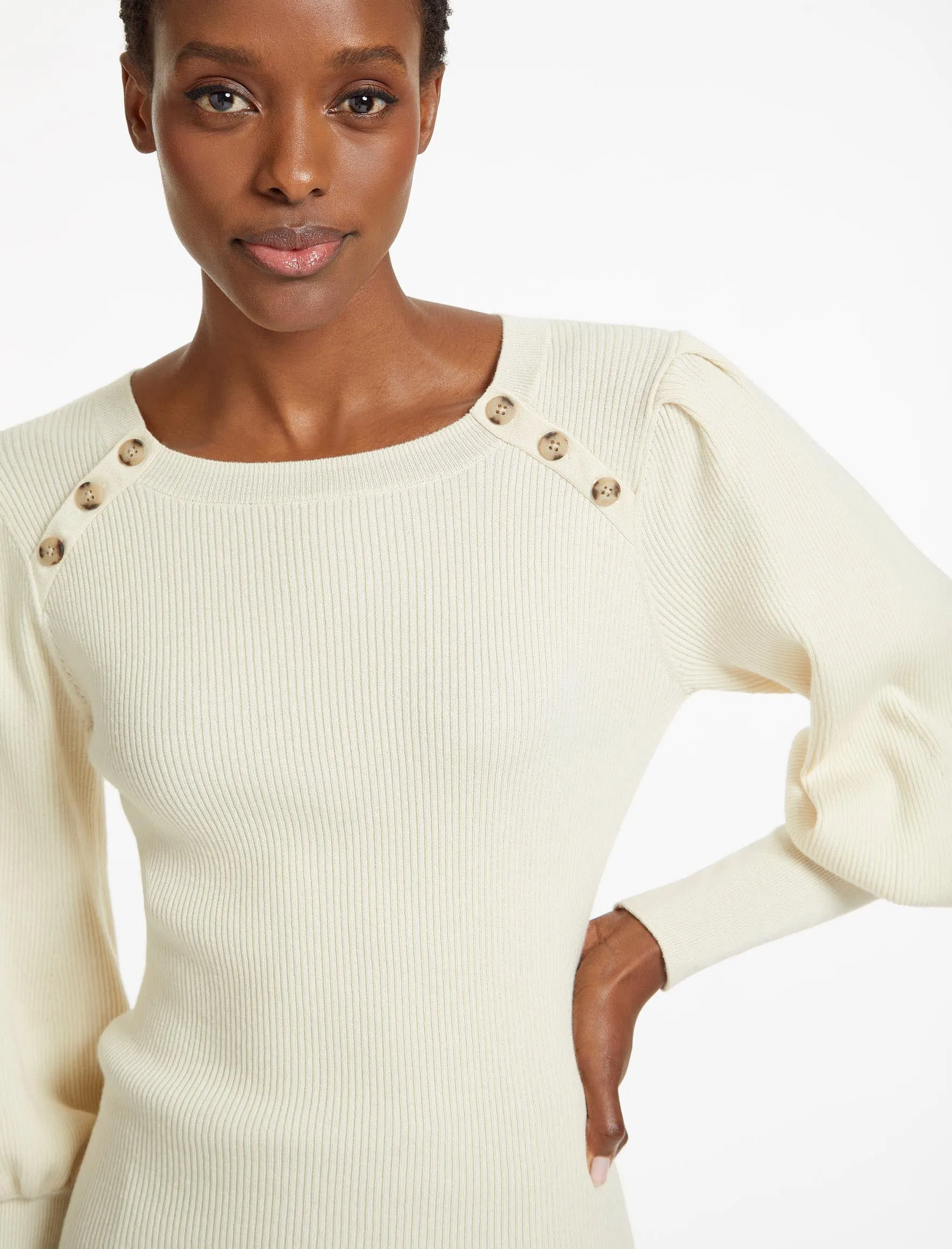 Eva Wool Round Neck Jumper - Cream