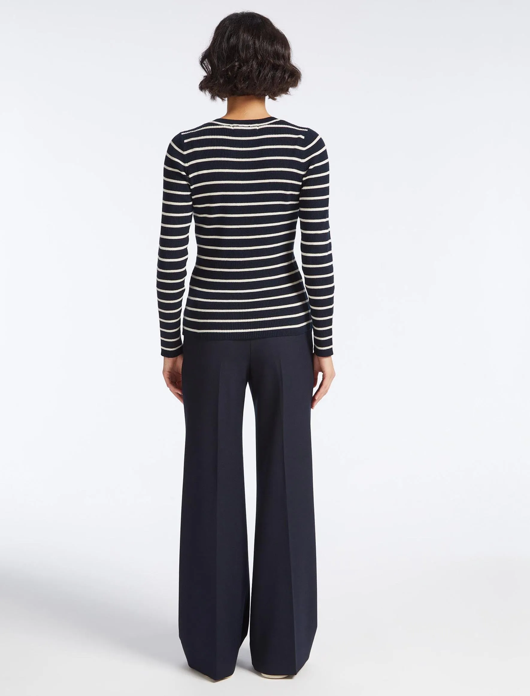 Frieda Wool Jumper - Navy Cream Stripe