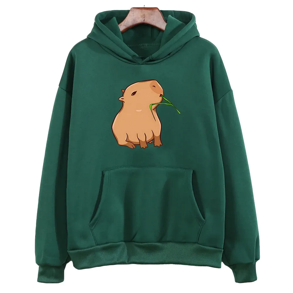 Funny Capybara Print Hoodie Women/Men Kawaii Cartoon Tops Sweatshirt for Girls Unisex Fashion Harajuku Graphic Hooded Pullovers