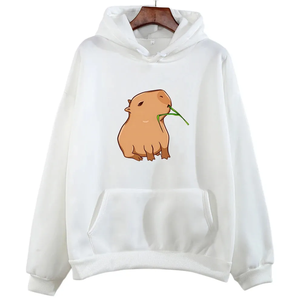 Funny Capybara Print Hoodie Women/Men Kawaii Cartoon Tops Sweatshirt for Girls Unisex Fashion Harajuku Graphic Hooded Pullovers