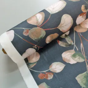 Furnishing Linen and Viscose Mix - Pretty Pink Leaves