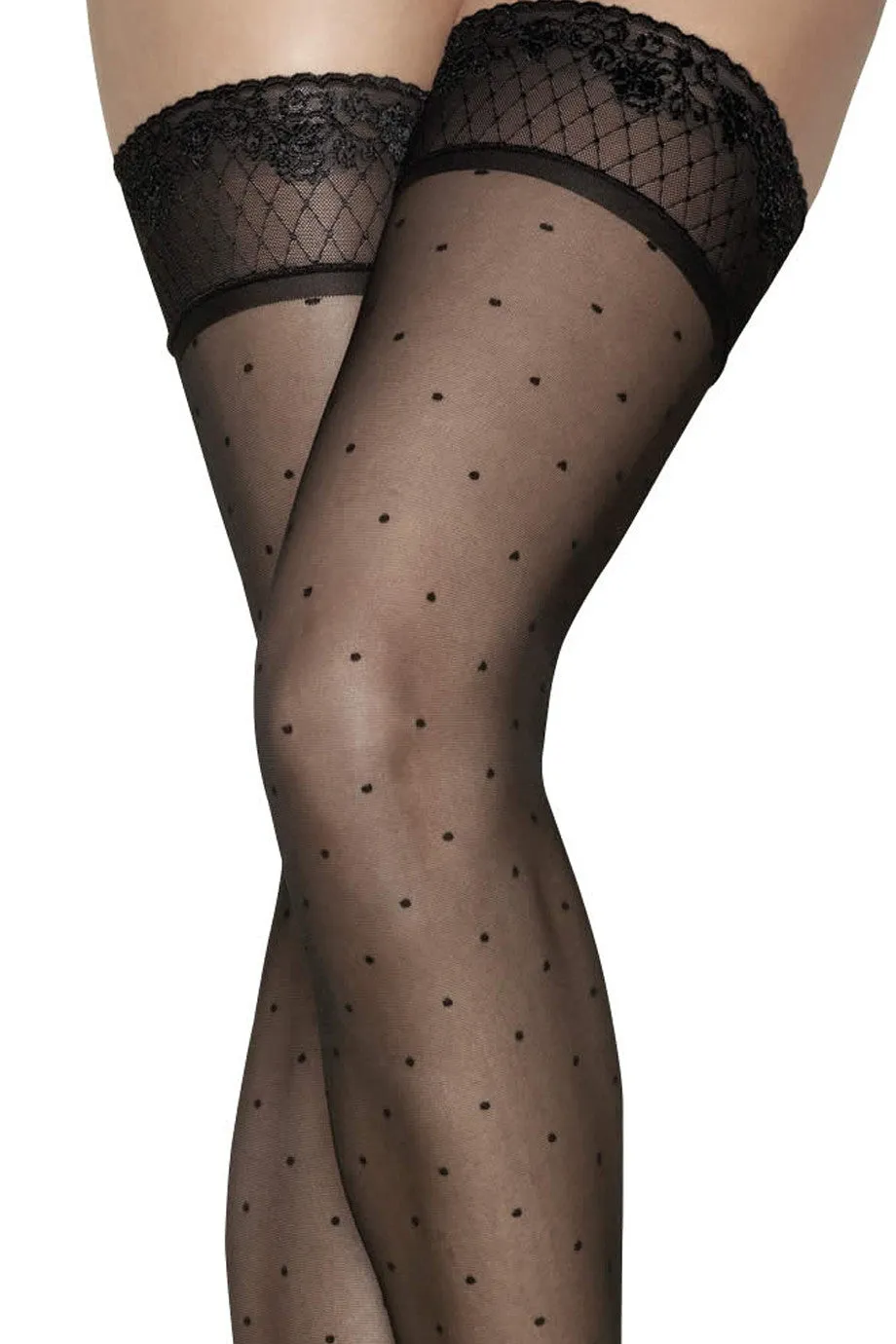 GERBE PLUMETIS 10 Black Sheer Dot Stay Ups