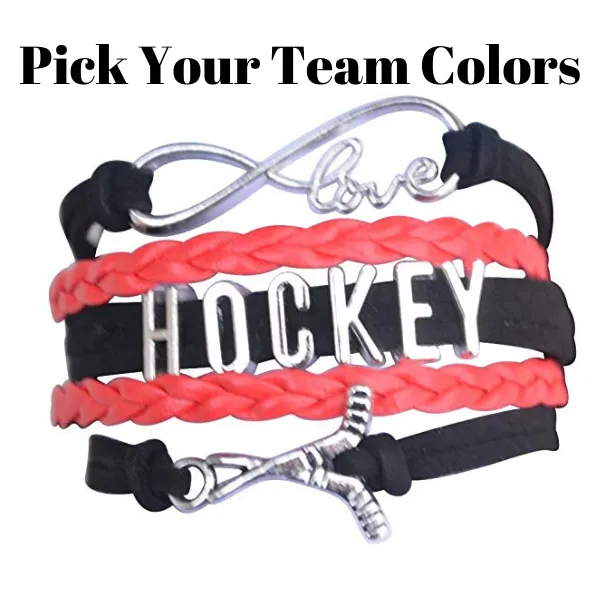 Girls Ice Hockey Infinity Bracelet - Pick Colors