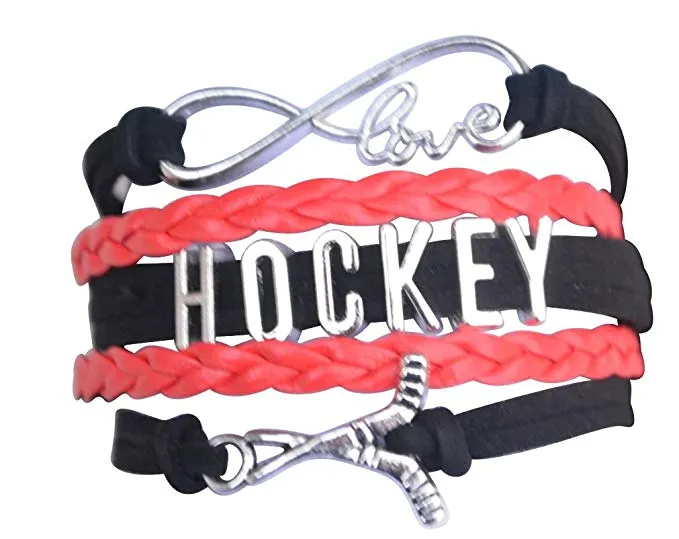 Girls Ice Hockey Infinity Bracelet - Pick Colors